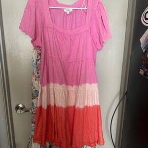 Umgee Pink and Cream Dress. Size Large